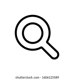 Black thin line magnifying glass icon