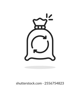 black thin line money bag like receive payment icon. linear simple trend modern savings logotype graphic design element isolated on white. concept of express money transfer or banking app pictogram