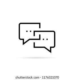 black thin line online chat bubble icon. flat linear trendy simple logotype graphic art design element isolated on white. concept of mobile app for arguing or instant message and business interview