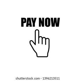 Black thin line pay now with hand Icon vector. Mobile concept and web design