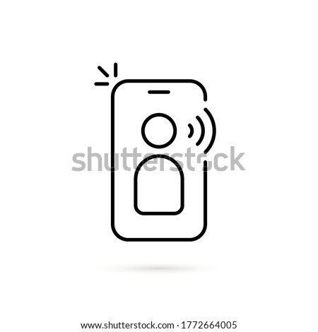 black thin line phone like influencer. stroke trend modern simple linear viral post logotype graphic art design illustration isolated on white. concept of web business network and audiobook sign