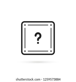 black thin line question box. flat stroke trend modern faq logotype graphic lineart design art isolated on white background. concept of mmorpg game item for micro payments and simple quest badge