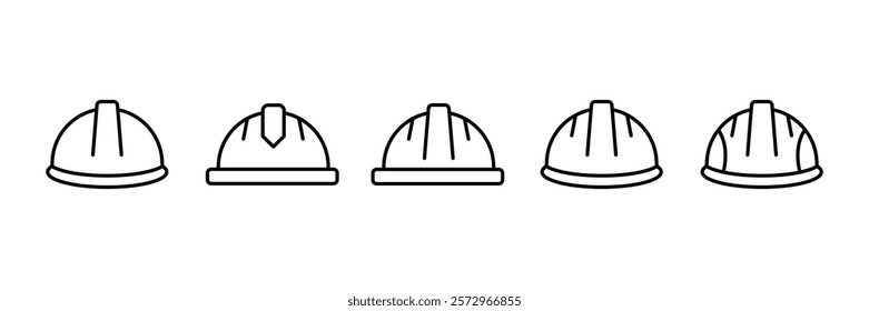 Black thin line Safety Helmet Icon vector set. Hard hat glyph icon. Construction helmet icon. for web, UI, and mobile apps.