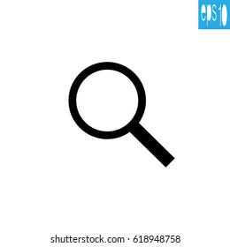 Black thin line search icon - vector illustration