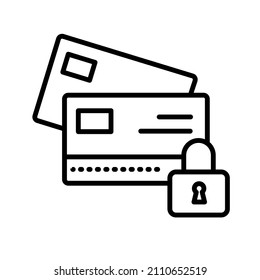 black thin line secure credit card icon time