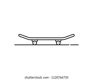 black thin line skateboard icon. simple stroke flat style trend modern logotype graphic art design isolated on white. concept of skate board for boys or girls and outdoor sport for summer time