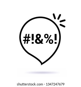 Black thin line swear bubble icon. Art graphic design isolated on white.