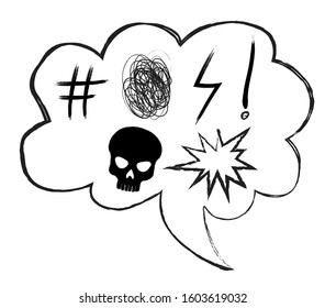 black thin line swear bubble icon. flat stroke trendy modern lineart logotype art graphic design isolated on white. concept of explicitives like abstract sign eg hashtag and aggressive disagreement