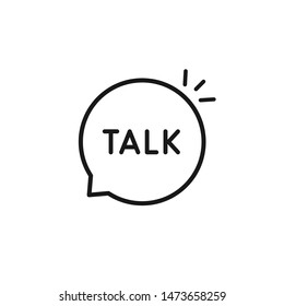 black thin line talk word bubble. concept of group chat abstract badge and mobile community or gossip. stroke flat trend modern discuss logotype graphic art design isolated on white background