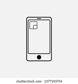 Black thin line, Touch and make small screen - vector illustration