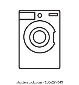 black thin line washing machine icon. concept of device for cleaning clothes with soap-powder. stroke flat style trend modern logotype graphic art design illustration isolated