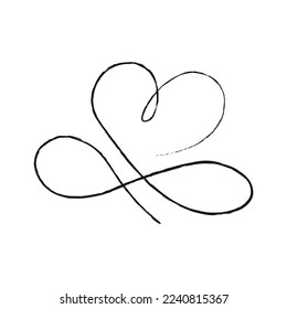 Black thin lines two hearts love infinity symbol on white background - Vector illustration
