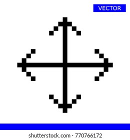Black thin pixel move cursor vector illustration isolated on white background