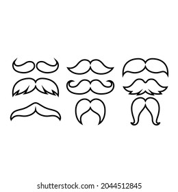 Black think outline of various mustaches shapes collection