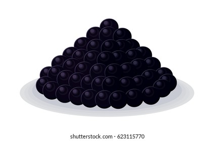 Black thorn sturgeon caviar. Sea food illustration on white background