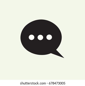Black Thought Bubble with Ellipsis Icons. Flat Design.