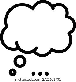 Black thought bubble icon with cloud shape and trailing dots, vector illustration for thinking, Black thought bubble icon with cloud shape and trailing dots, vector illustration for thinking, 