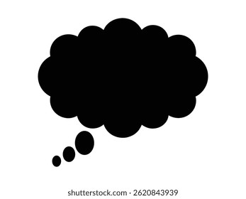 A black thought bubble vector illustration, perfect for adding a touch of creativity to your graphic design projects. Use it to represent ideas, speech, or communication.