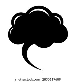 A black thought cloud icon representing ideas, thinking, or brainstorming in a minimalistic style for creative projects.