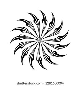 black thread circle tattoo and design in the form of the sun with white background