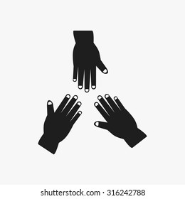 Black Three hands icons set. Vector Illustration eps10 