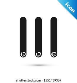Black Three rolled sticks of cinnamon icon isolated on white background. Aromatic spice. Condiment for dishes. Cooking theme.  Vector Illustration