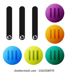 Black Three rolled sticks of cinnamon icon isolated on white background. Aromatic spice. Condiment for dishes. Cooking theme. Set icons colorful circle buttons. Vector Illustration