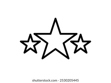 Black three star icon on white background