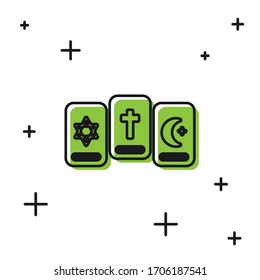 Black Three tarot cards icon isolated on white background. Magic occult set of tarot cards.  Vector Illustration