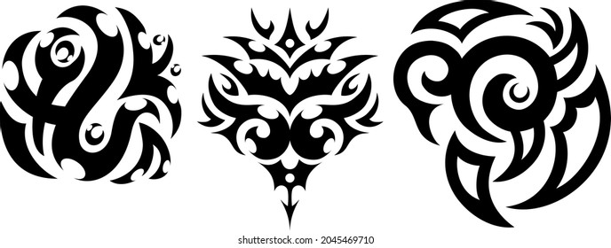black three tattoo vector design art abstract graphic illustration drawing decoration decorative pattern