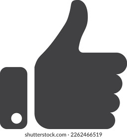 Black thumb up silhouette. Social like icon