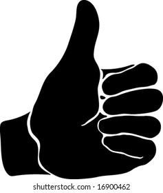 black thumbs up finger okay sign. vector illustration