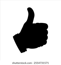 Black Thumbs up silhouette vector illustration on white background
