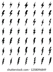 Black thunder and bolt icons on a white background