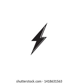 Black Thunder and Bolt Lighting Flash Icons Set. Flat Style