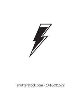 Black Thunder and Bolt Lighting Flash Icons Set. Flat Style