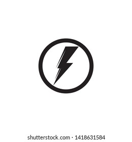 Black Thunder and Bolt Lighting Flash Icons Set. Flat Style