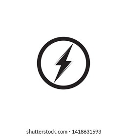 Black Thunder and Bolt Lighting Flash Icons Set. Flat Style