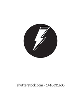 Black Thunder and Bolt Lighting Flash Icons Set. Flat Style