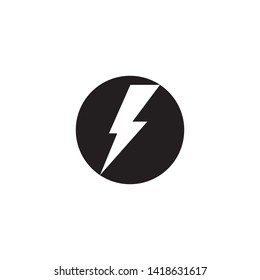 Black Thunder and Bolt Lighting Flash Icons Set. Flat Style