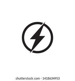 Black Thunder and Bolt Lighting Flash Icons Set. Flat Style