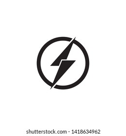Black Thunder and Bolt Lighting Flash Icons Set. Flat Style