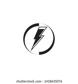 Black Thunder and Bolt Lighting Flash Icons Set. Flat Style