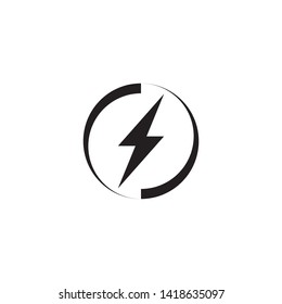 Black Thunder and Bolt Lighting Flash Icons Set. Flat Style