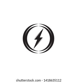 Black Thunder and Bolt Lighting Flash Icons Set. Flat Style