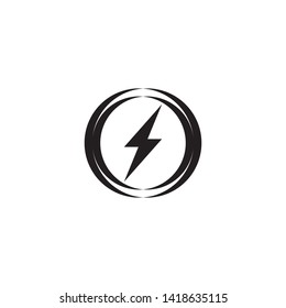 Black Thunder and Bolt Lighting Flash Icons Set. Flat Style