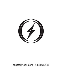 Black Thunder and Bolt Lighting Flash Icons Set. Flat Style