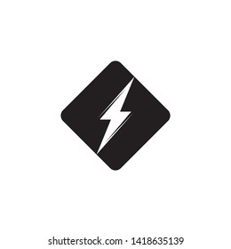 Black Thunder and Bolt Lighting Flash Icons Set. Flat Style