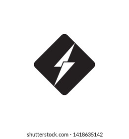Black Thunder and Bolt Lighting Flash Icons Set. Flat Style
