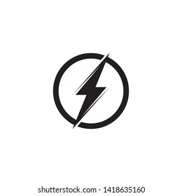 Black Thunder and Bolt Lighting Flash Icons Set. Flat Style